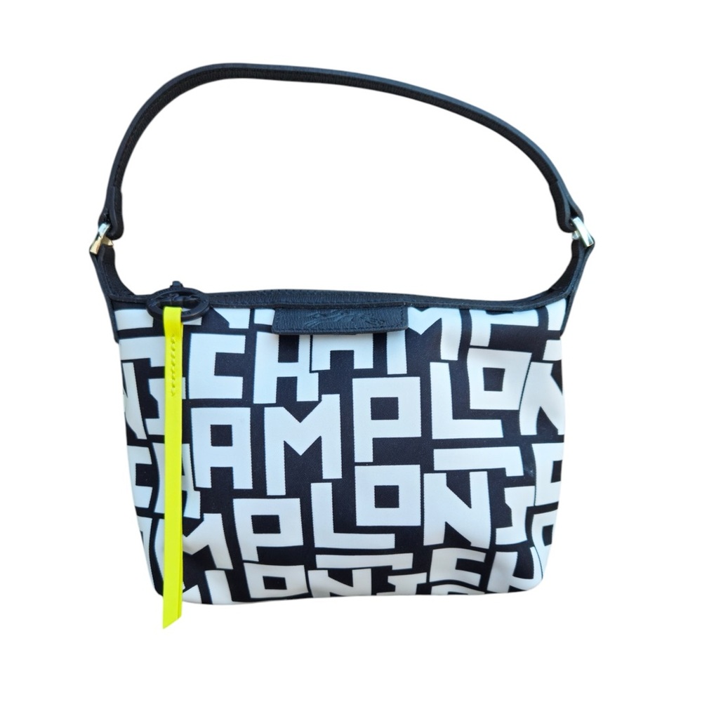 Longchamp  XS Le Pliage LPG Shoulder Bag Black/ White. Like new.